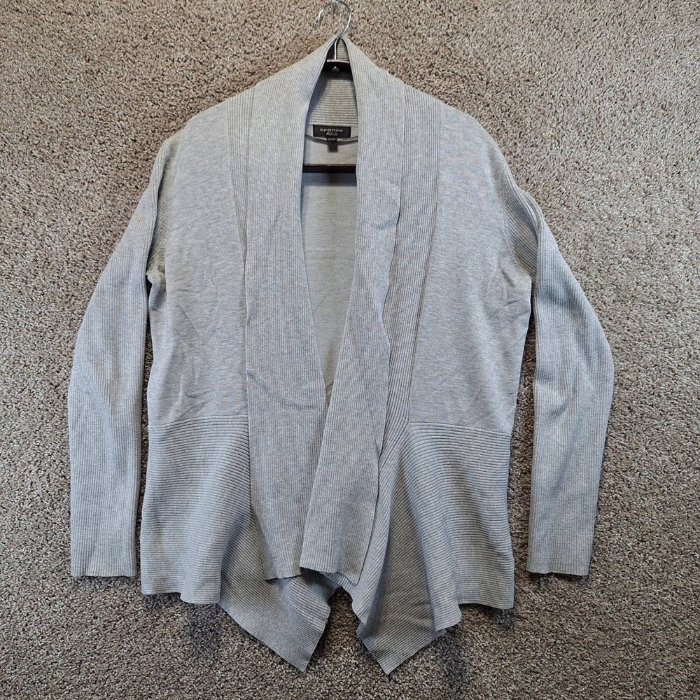 Spense Cardigan Womens XL Grey Knits Open Front Waterfall Ribbed‎ Casual Cozy